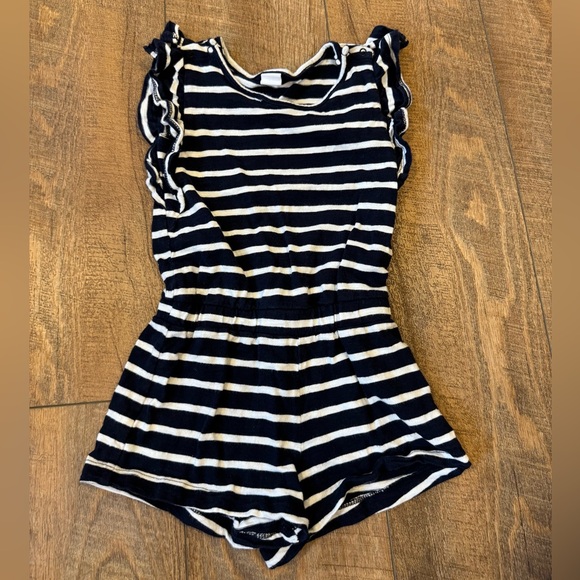 Baby Gap Toddler Ruffled Tank Romper - Navy Blue and White - Size 3 - Picture 1 of 8